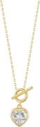 SPHERA MILANO 14K Yellow Gold Plated CZ Heart Pendant Necklace