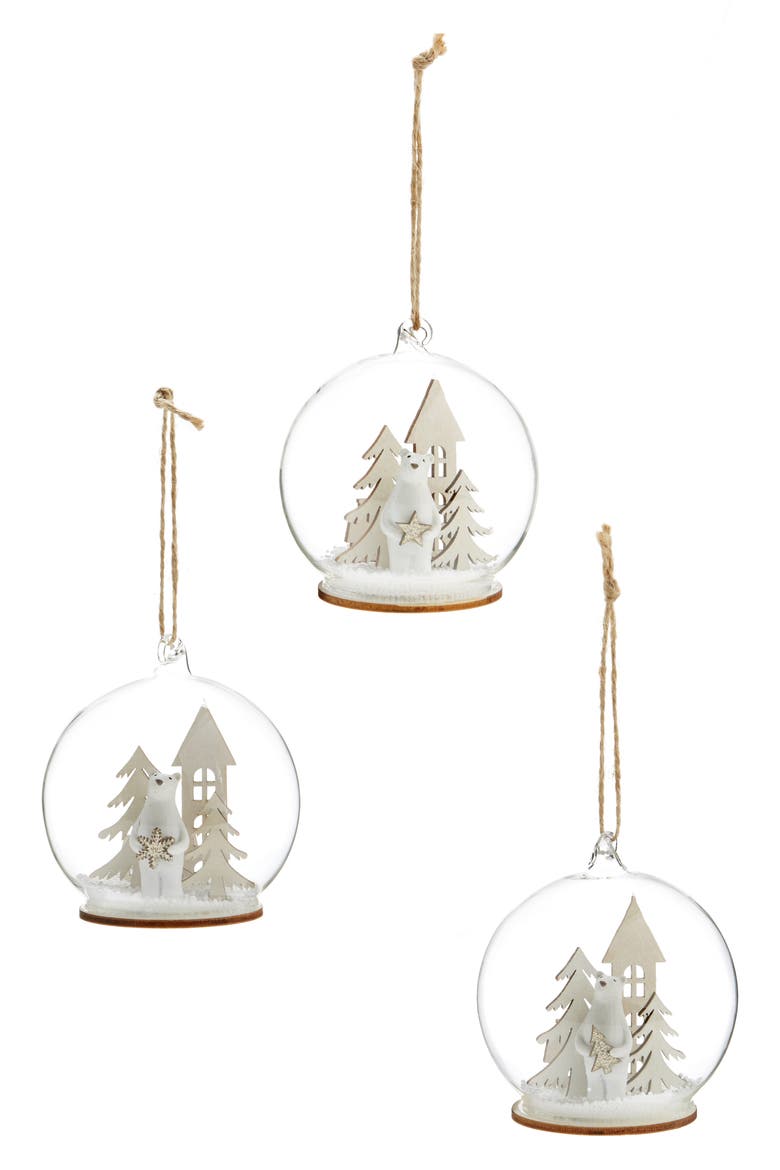 Set of 3 Tree Ornaments, Main, color, WHITE