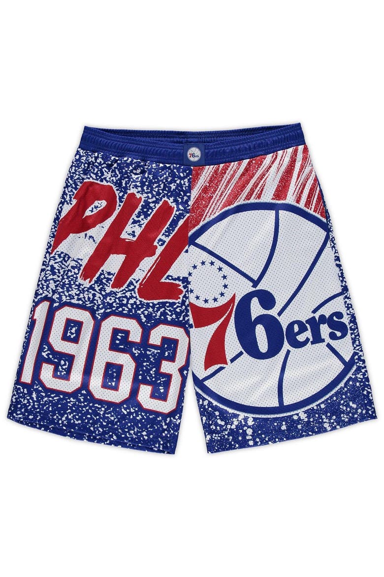Men's Mitchell & Ness Royal Philadelphia 76ers Big & Tall Hardwood Classics Jumbotron Shorts, Main, color, Royal