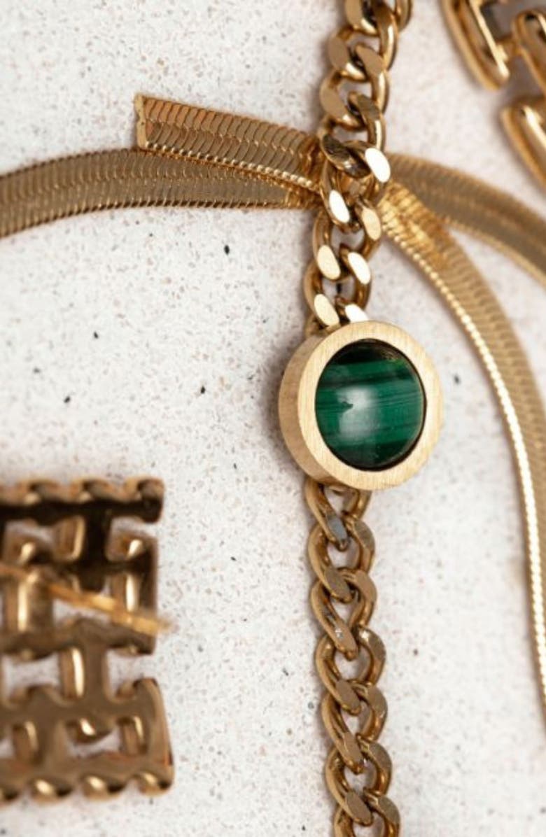 st. Moran Malachite Station Drop Earrings, Alternate, color, Green