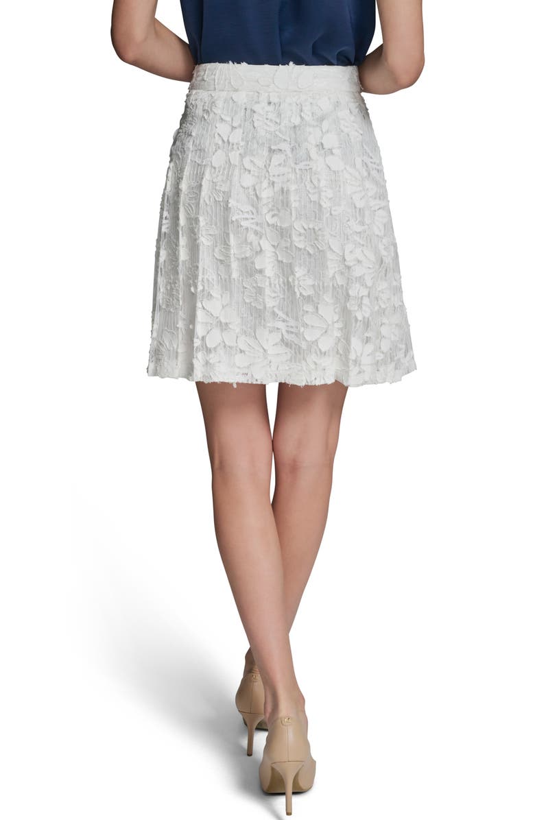 KARL LAGERFELD PARIS Floral Appliqué Cotton Blend Lace Skirt, Alternate, color, Soft White