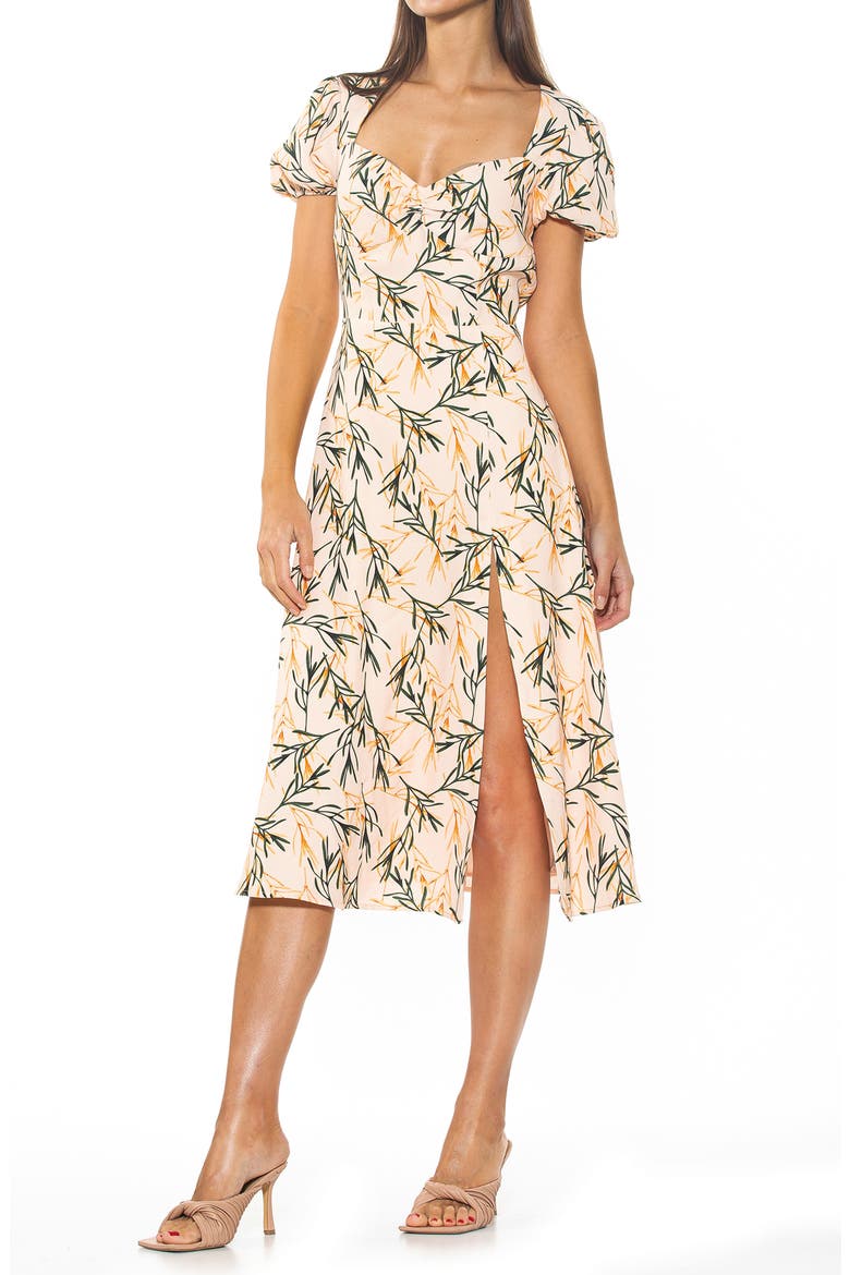 Gracie Sweetheart Slit Dress, Main, color, BEIGE WILDFLOWER