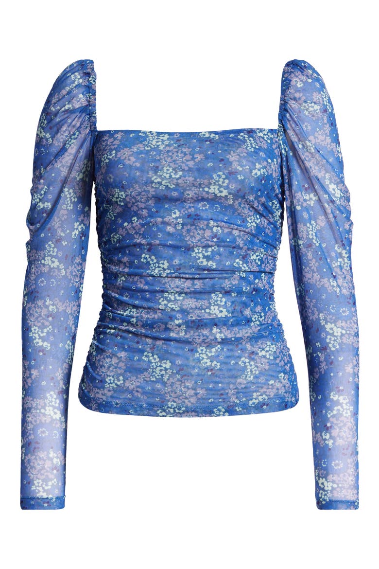 Square Neck Mesh Top, Alternate, color, BLUE MULTI