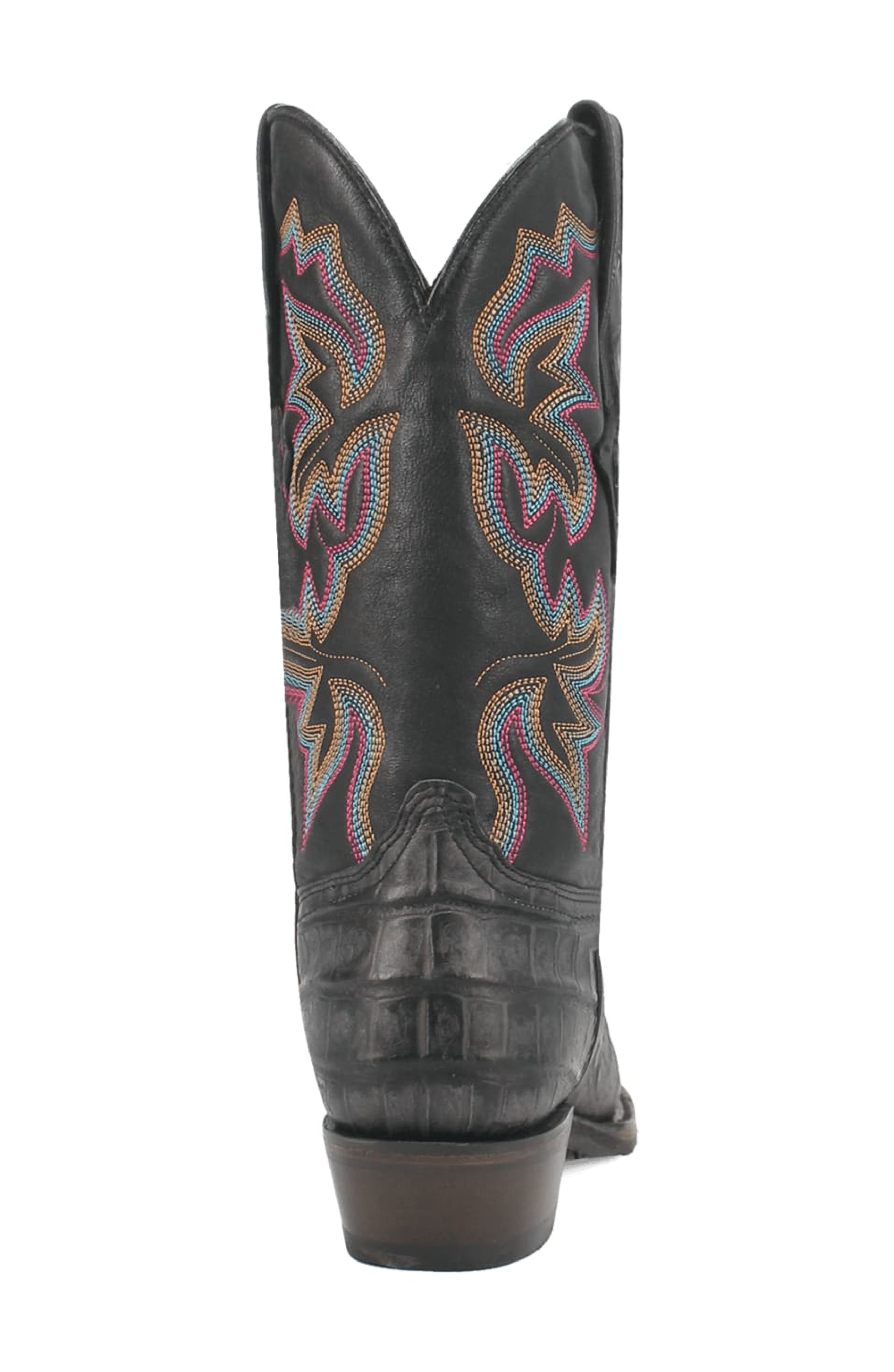 Dingo Gator Embossed Cowboy Boot, Alternate, color, Black