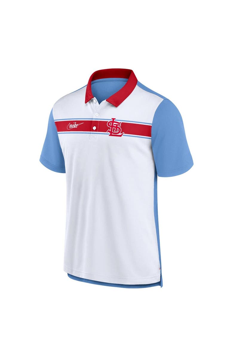 Nike Men's Nike White/Light Blue St. Louis Cardinals Rewind Stripe Polo, Alternate, color,