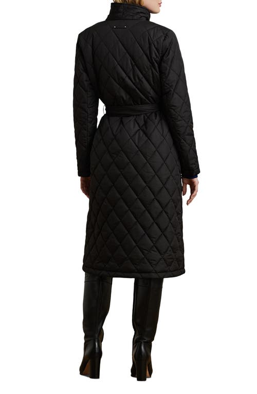 Ralph Lauren Lauren  Quilted Long Wrap Jacket In Black