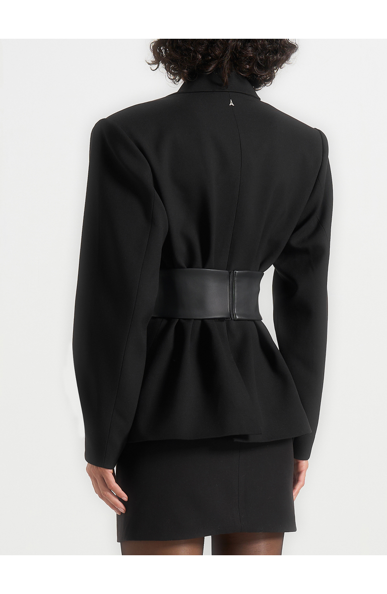 Manière De Voir Marie Wool Twist Sleeve Blazer with Belt, Alternate, color, Black