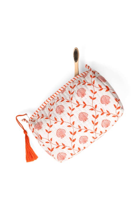 Seashell Blockprint Makeup Bag