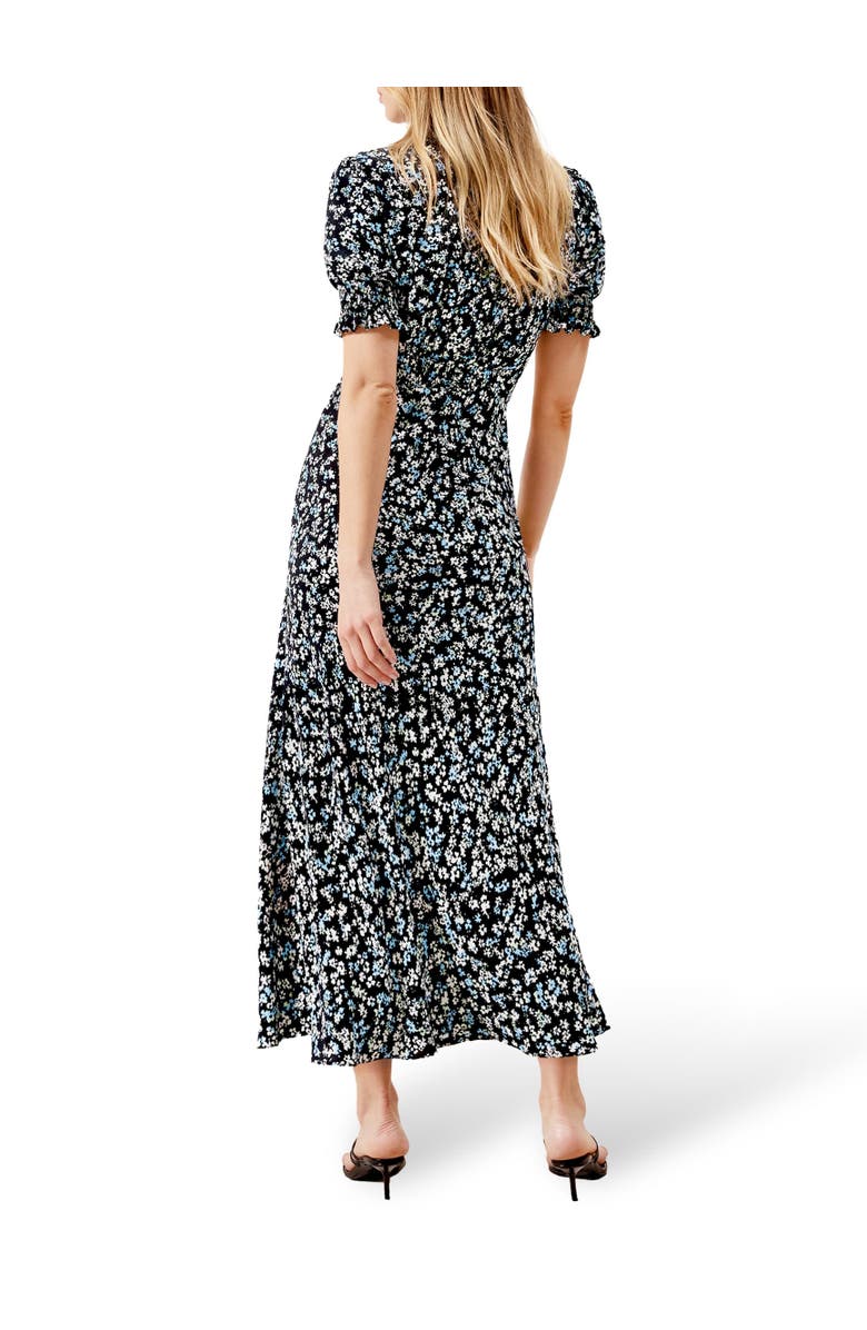 Ro&Zo Pansy Print Shirred Cuff Midi Dress, Alternate, color, Blue