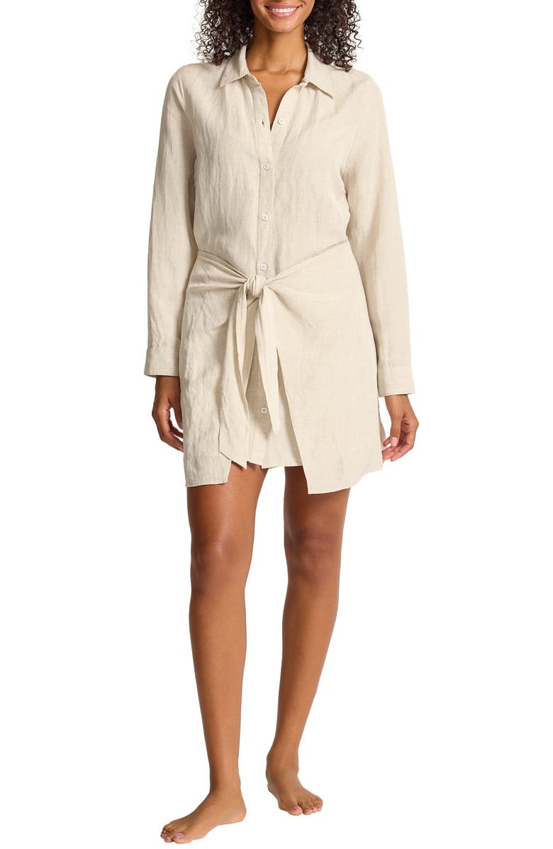 Tommy Bahama St. Lucia Long Sleeve Linen Blend Cover-Up Shirtdress, Main, color,