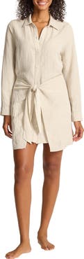 Tommy Bahama St. Lucia Long Sleeve Linen Blend Cover-Up Shirtdress
