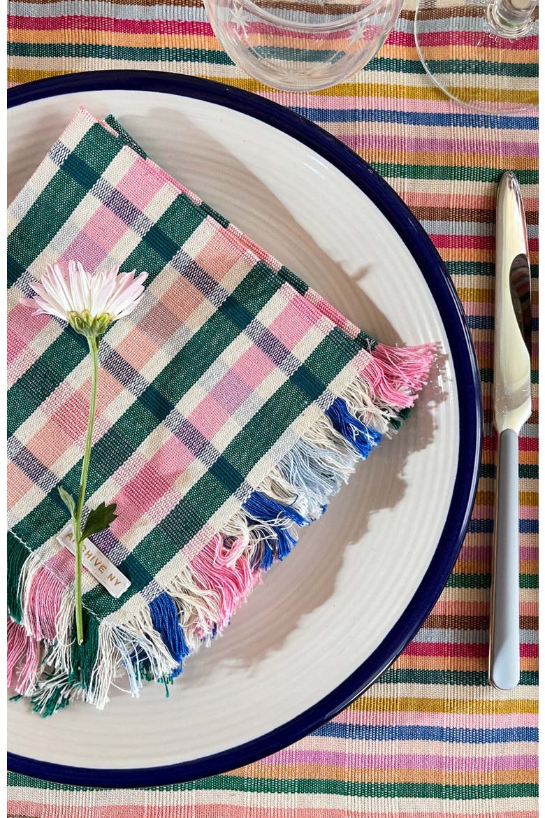 Handwoven Classic Plaid Cotton Party Napkins, Set of 4, Alternate, color, Green