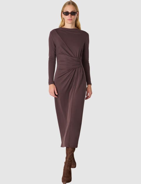Ruched Detail Midi Dress
