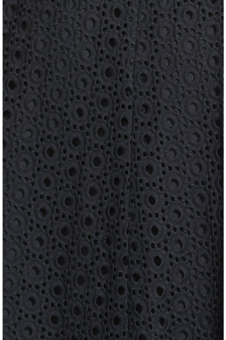 Eyelet Fit & Flare Dress, Alternate, color, BLACK