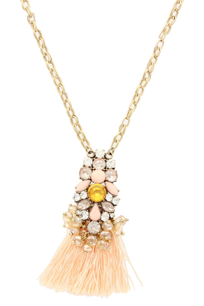 Vianna Tassel Necklace, Main, color, BROWN
