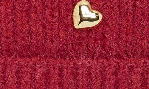 Nanette Lepore Heart Studs Knit Cuffed Beanie In Red