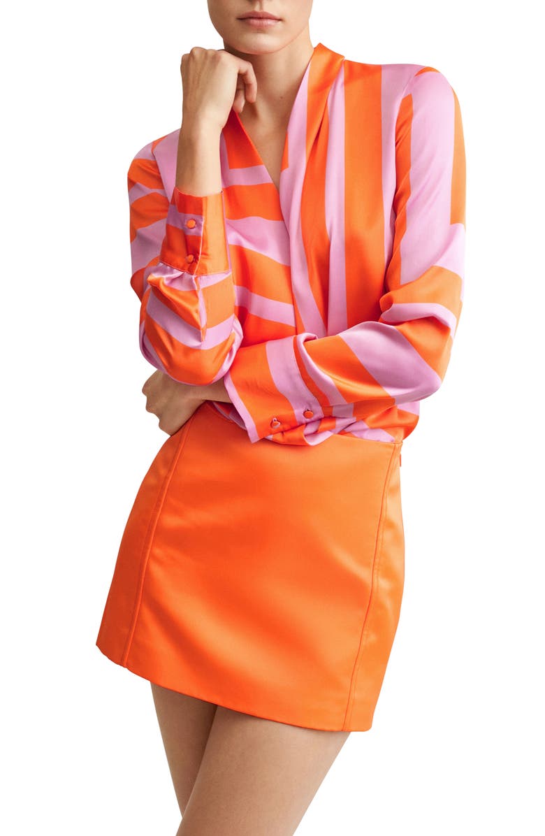 MANGO Print Satin Blouse, Main, color, 