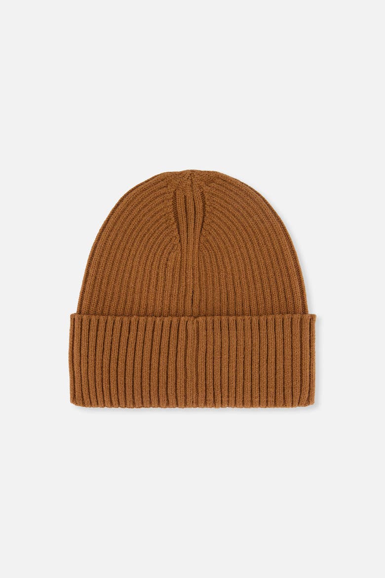 Ribbed Knit Folded Cuff Logo Patch Hat, Alternate, color, Brown Sugar