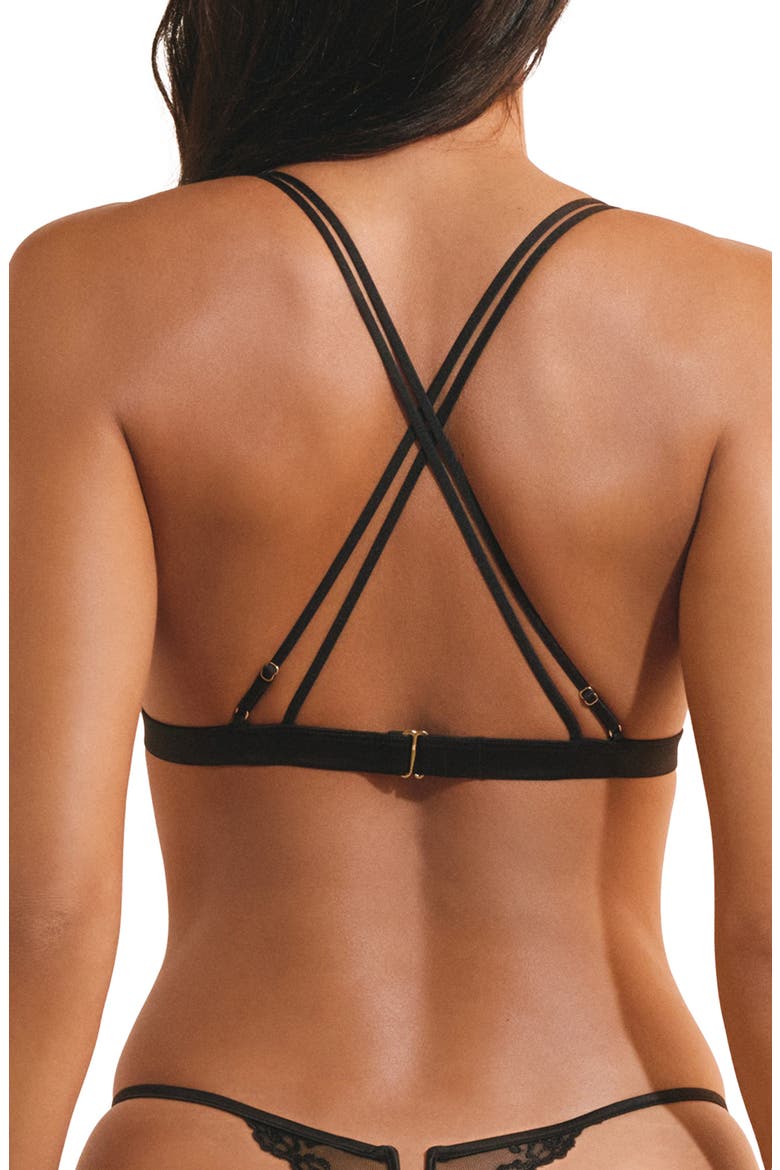 Eloa Embroidered Triangle Bikini Top, Alternate, color, BLACK
