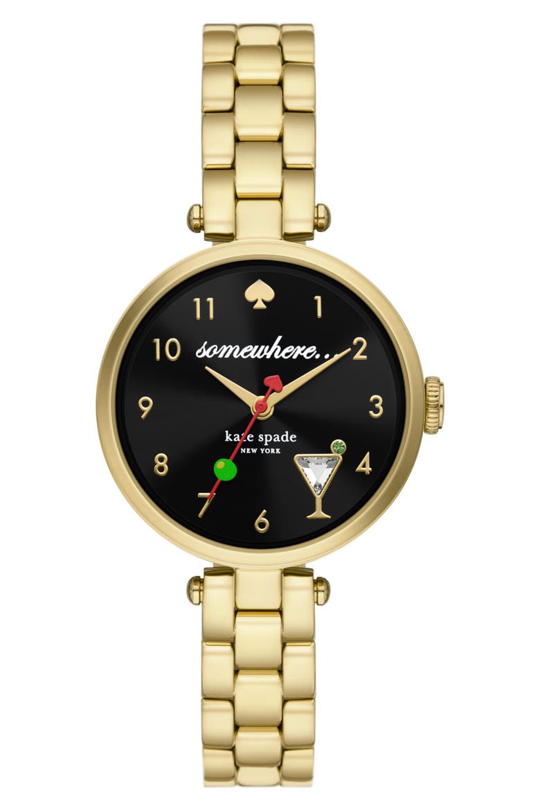 holland bracelet watch, 28mm, Main, color, BLACK/ GOLD