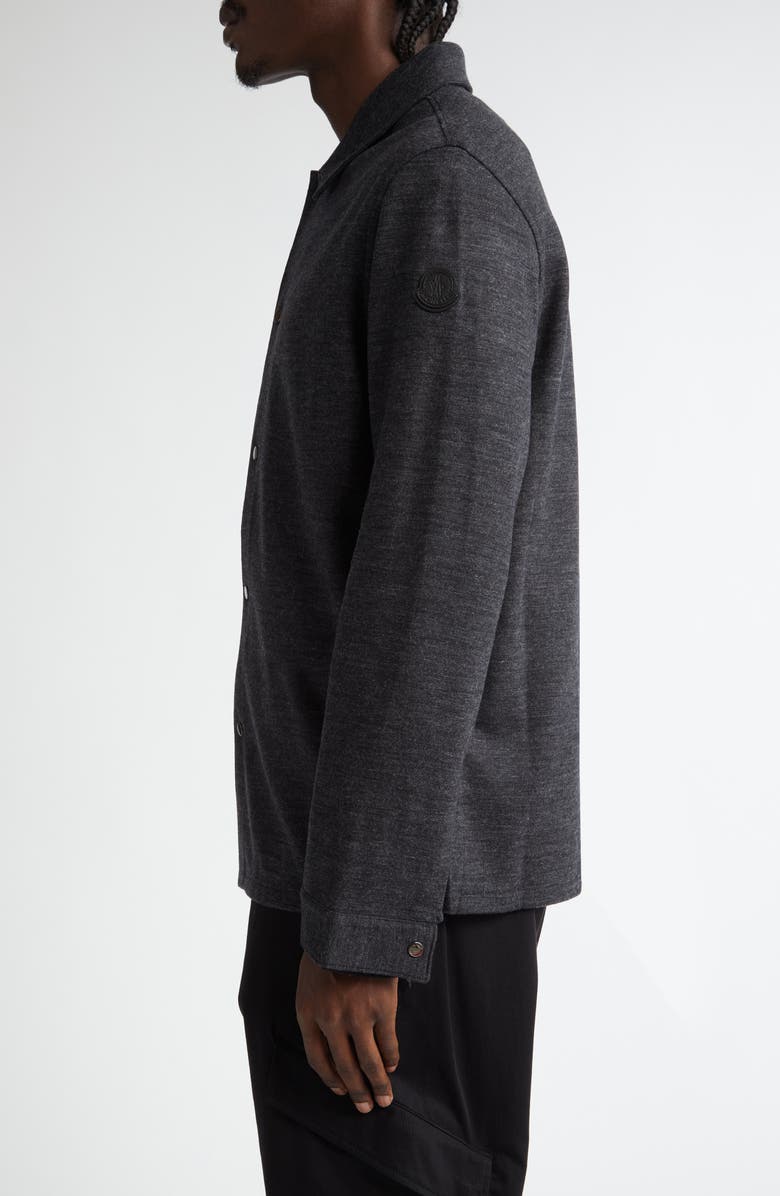 Moncler Wool & Cotton Blend Snap-Up Shirt, Alternate, color, 