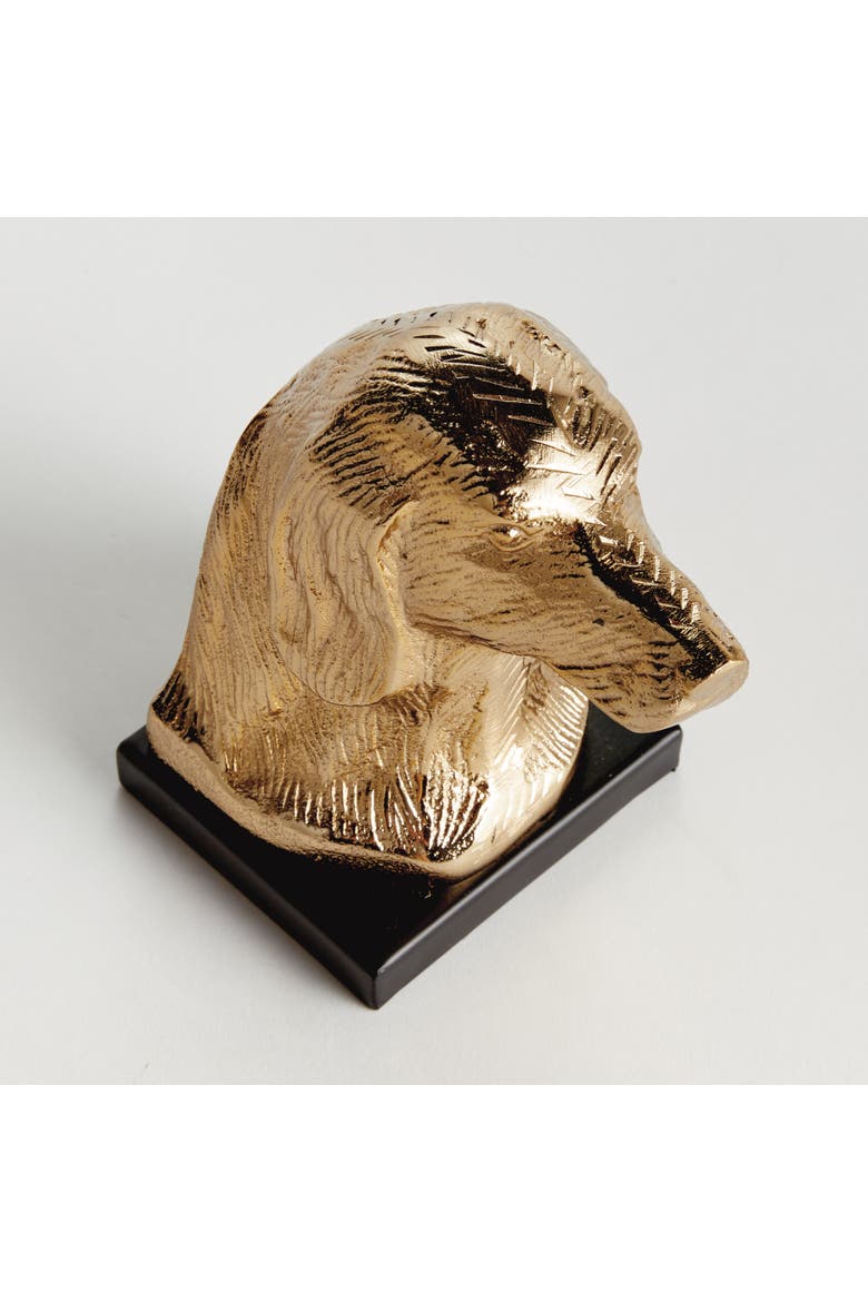 Distinguished Dog Bust Sculpture - Handcrafted, Alternate, color, Gold