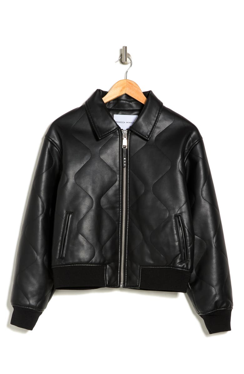 Rebecca Minkoff Quilted Faux Leather Bomber Jacket, Alternate, color,