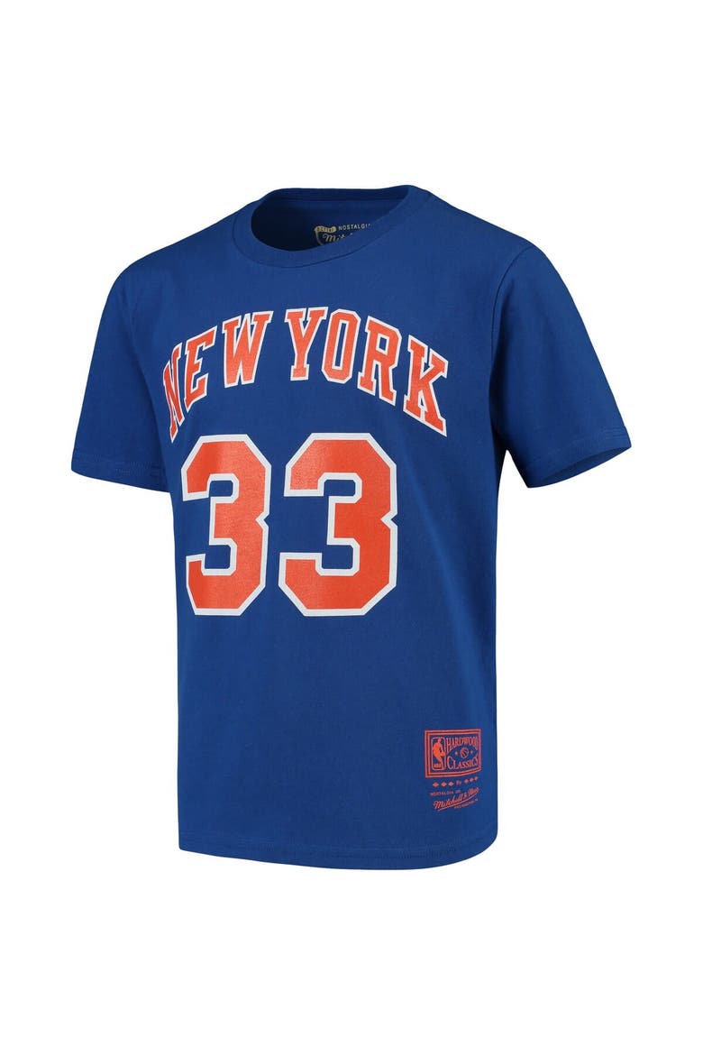 Youth Mitchell & Ness Patrick Ewing Blue New York Knicks Hardwood Classics Name & Number T-Shirt, Alternate, color, Blue