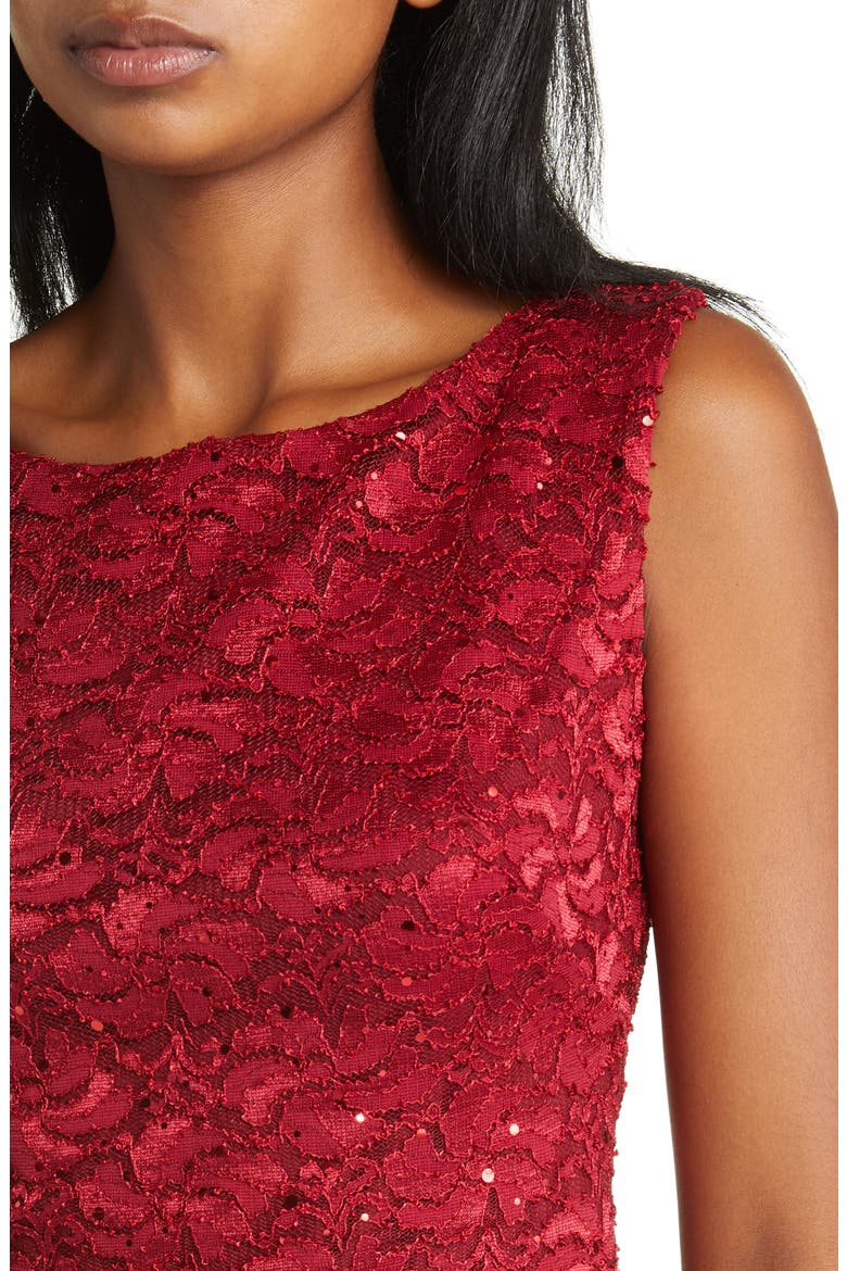 Sequin Lace Sheath Dress, Alternate, color, SCARLET