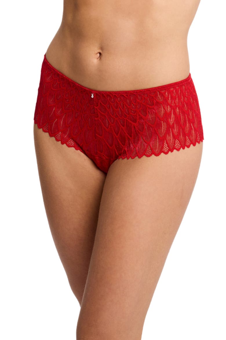 Feather Lace Brazilian Briefs, Main, color, SWEET RED