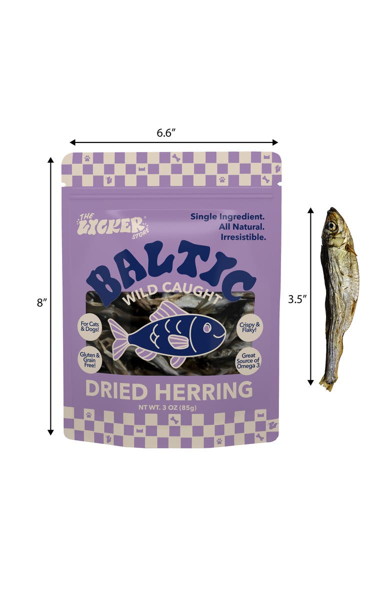 The Licker Store Gluten and Grain-Free Omega-3 Single Ingredient Crunchy Dried Fish Treats for Dogs, 3oz Bag, Alternate, color, Baltic Herring (Dogs & Cats)