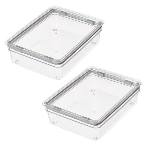 Large Food Storage Bin with Airtight Lid - Set of 2 - Clear