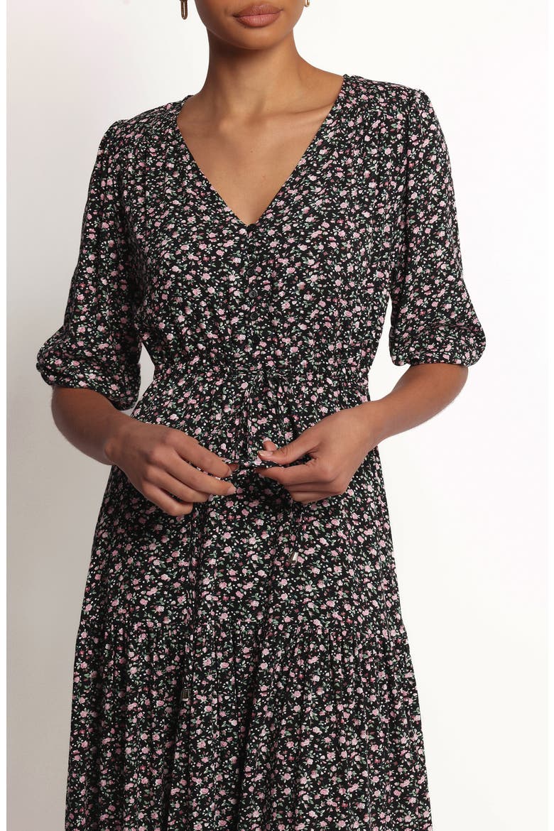 Kelda Floral Print Dress, Alternate, color, BLACK ROSEBUD FLORAL