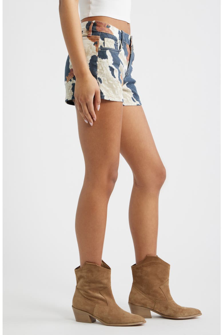 Print Mid Rise Bull Denim Shorts, Alternate, color, DALLAS