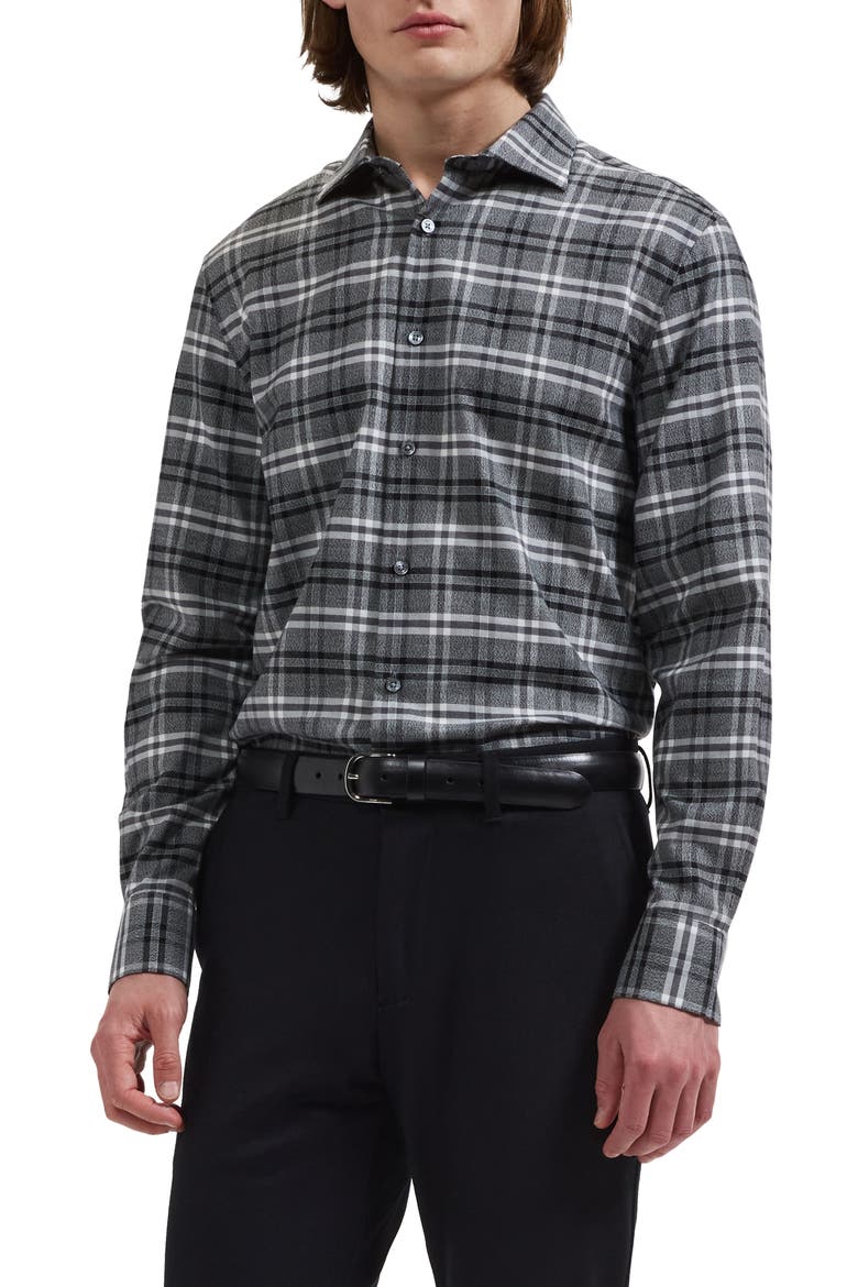 Axel Cotton Blend Button Up Shirt, Main, color, BLACK