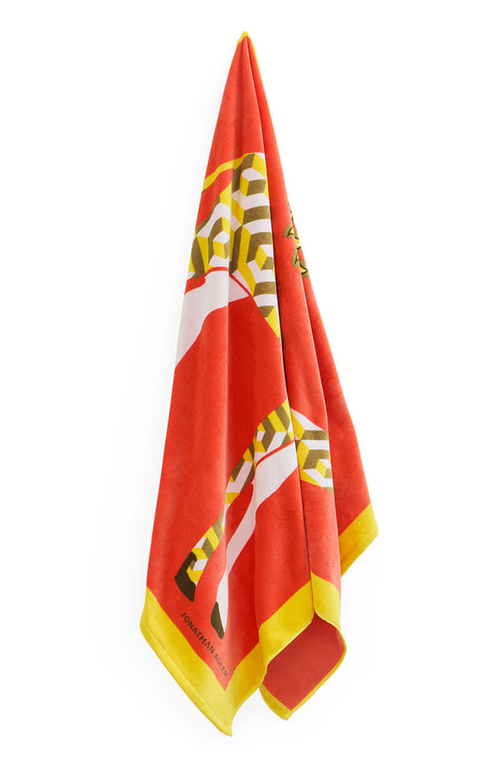 Jonathan Adler Giraffe Beach Towel In Red