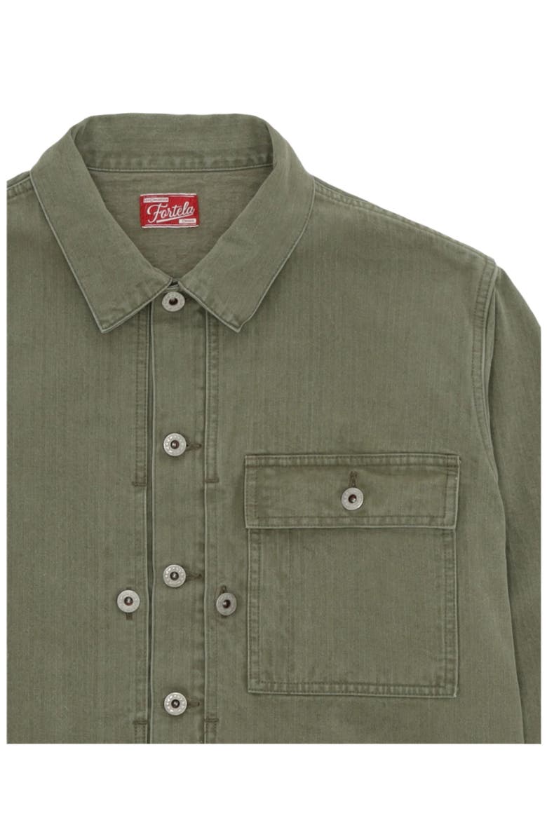 Newfrog Japan Herringbone Cotton Overshirt, Alternate, color, GREEN