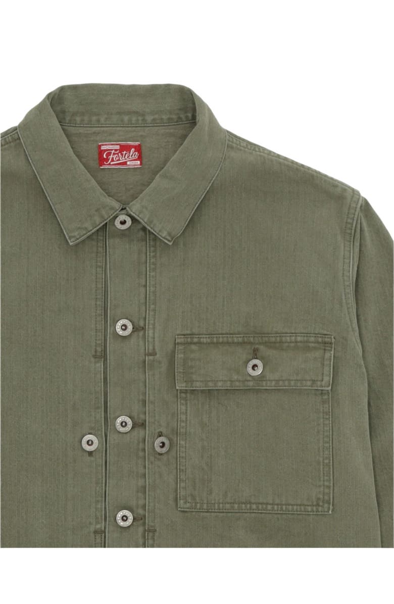 Fortela Newfrog Japan Herringbone Cotton Overshirt, Alternate, color, Green