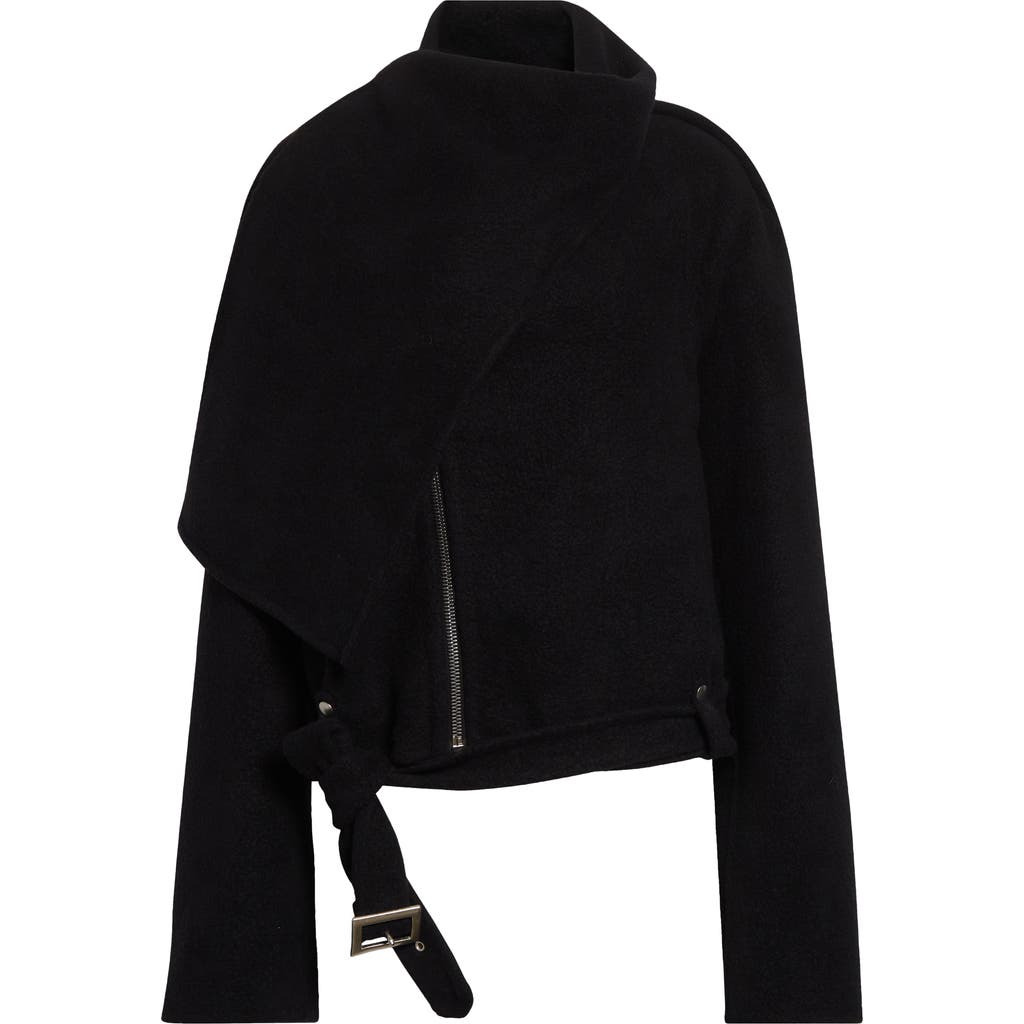 Rick Owens Concordia Cropped Scarf Flight Jacket Clothing In Black
