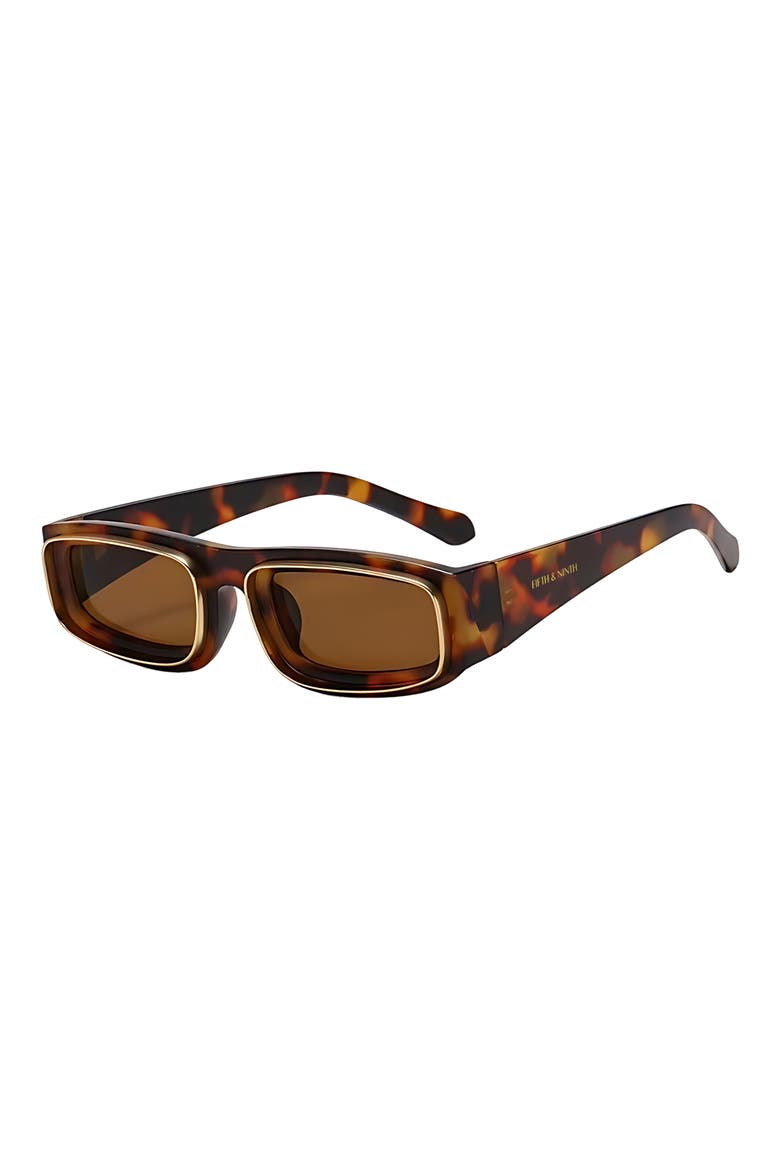 Rae 52mm Polarized Rectangular Sunglasses, Alternate, color, TORTE / BROWN