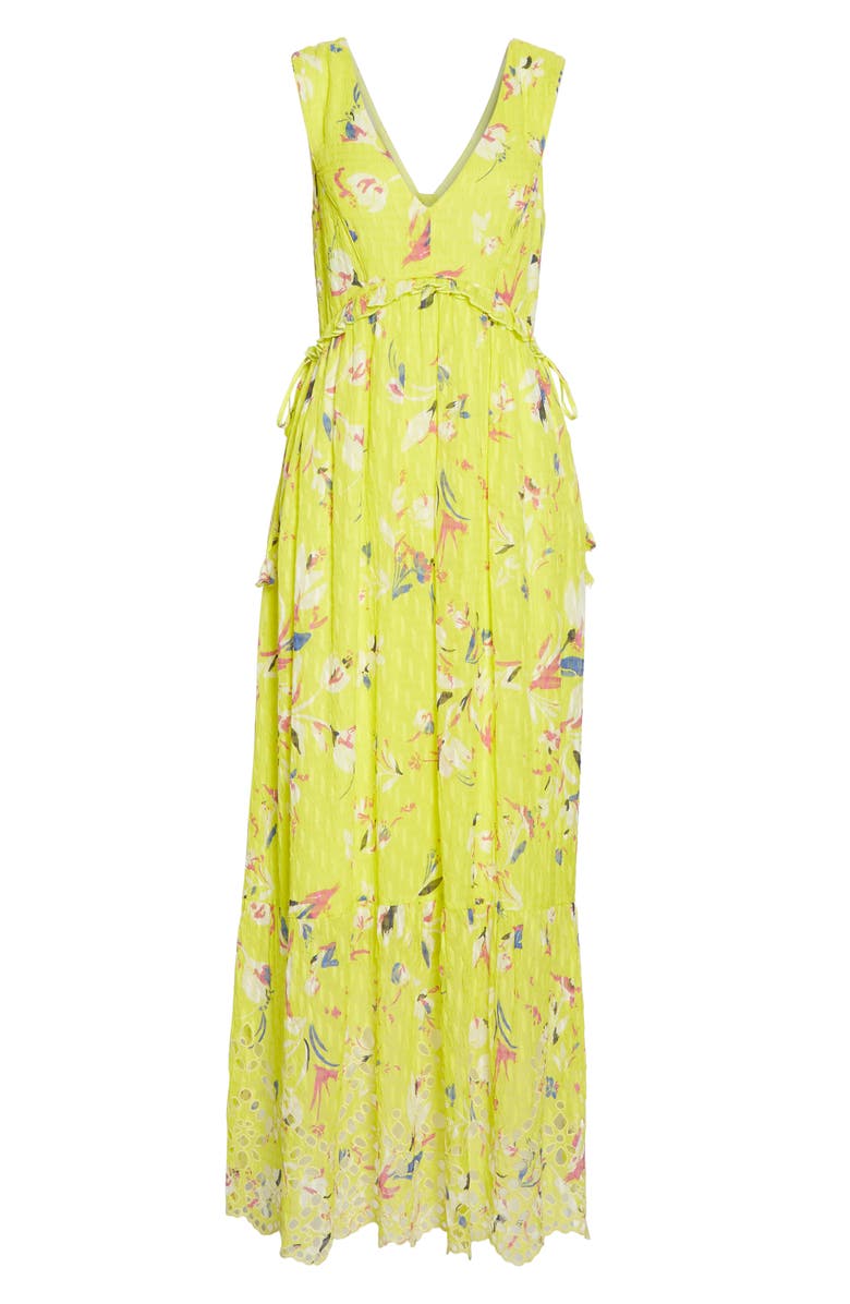 Tanya Taylor Catalina Floral Silk & Cotton Maxi Dress, Alternate, color, 