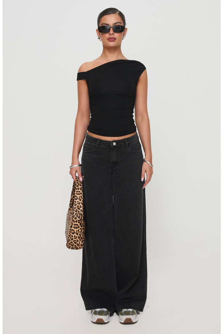 Ramos Low Rise Wide Leg Jeans, Alternate, color, BLACK