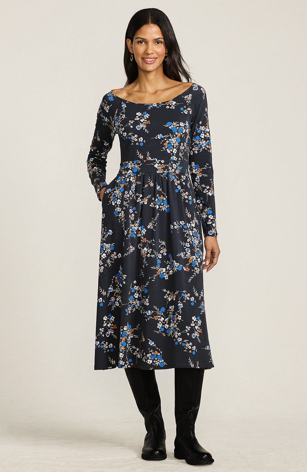 Cotton Modal Off Shoulder Midi Dress - image 3