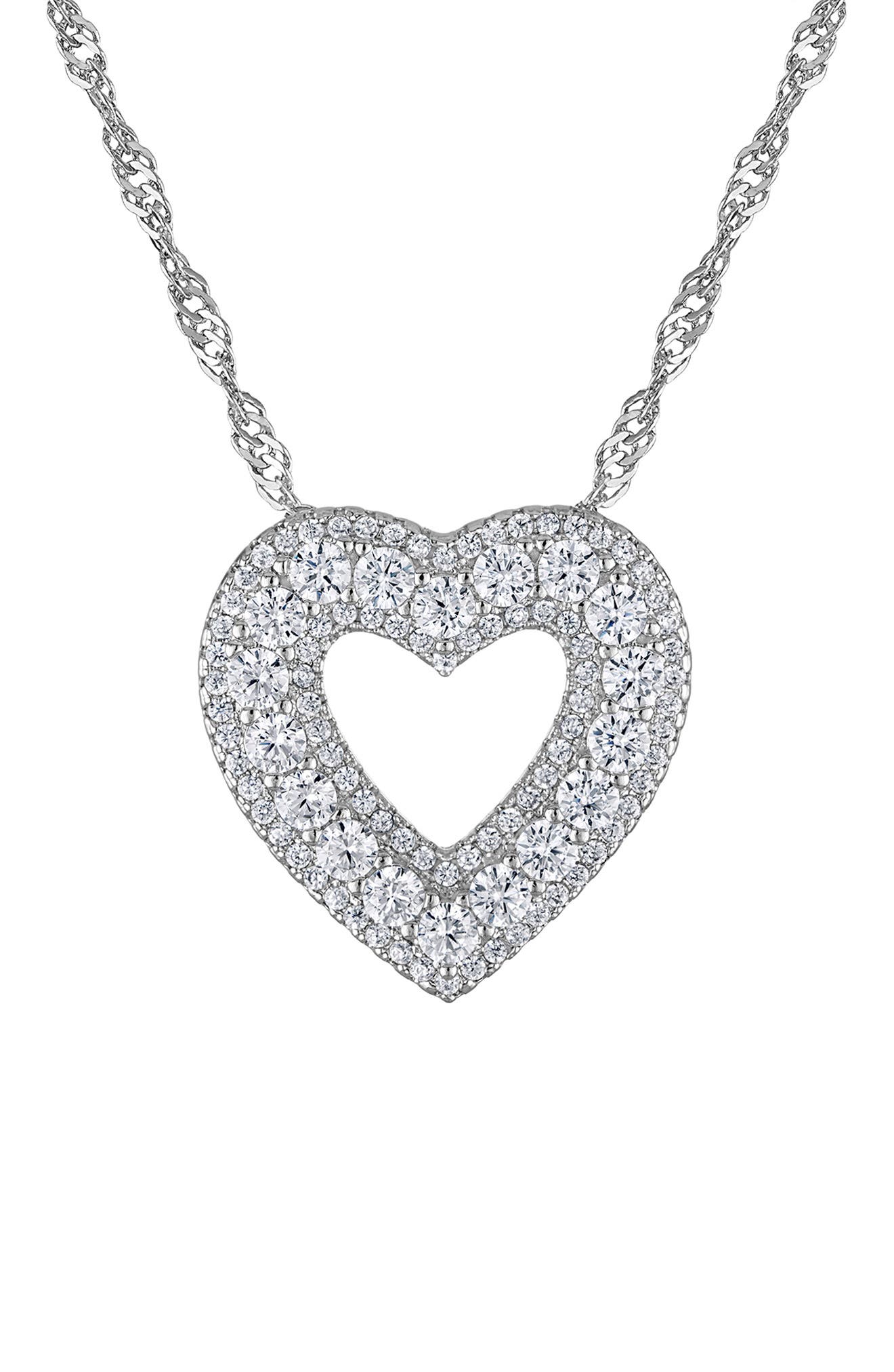 FZN Pavé Cubic Zirconia Heart Pendant Necklace