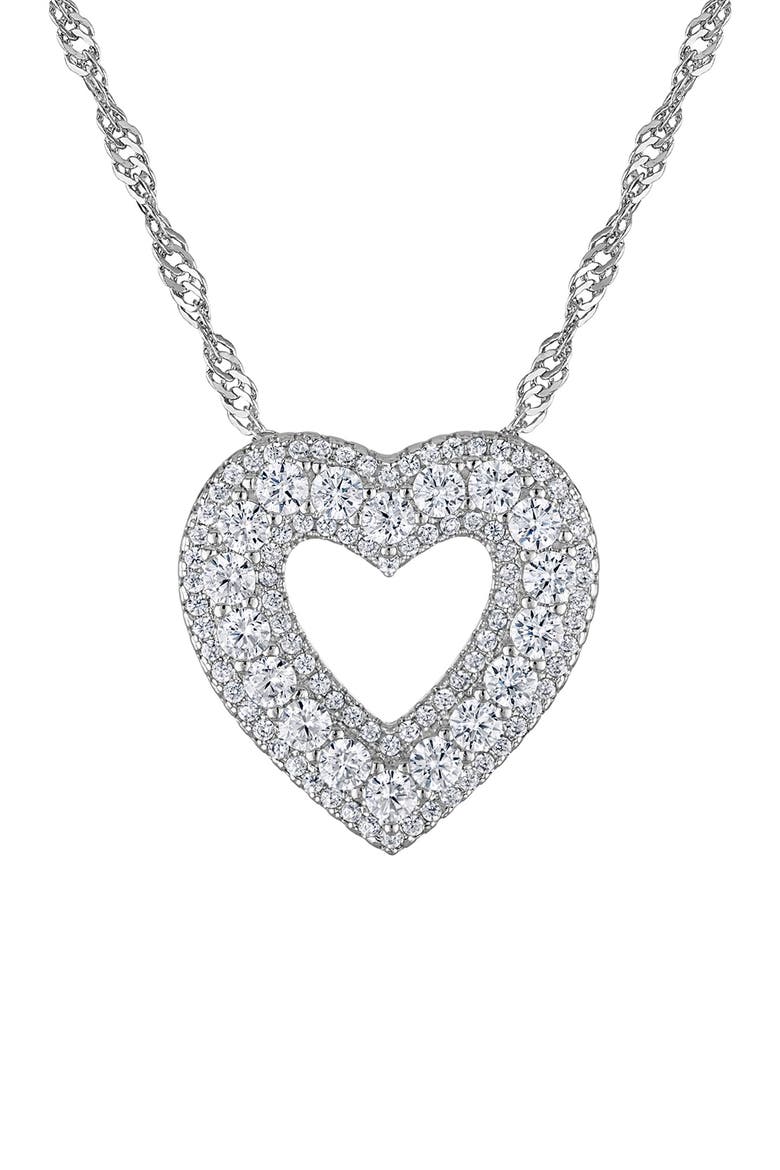 Pavé Cubic Zirconia Heart Pendant Necklace, Main, color, WHITE