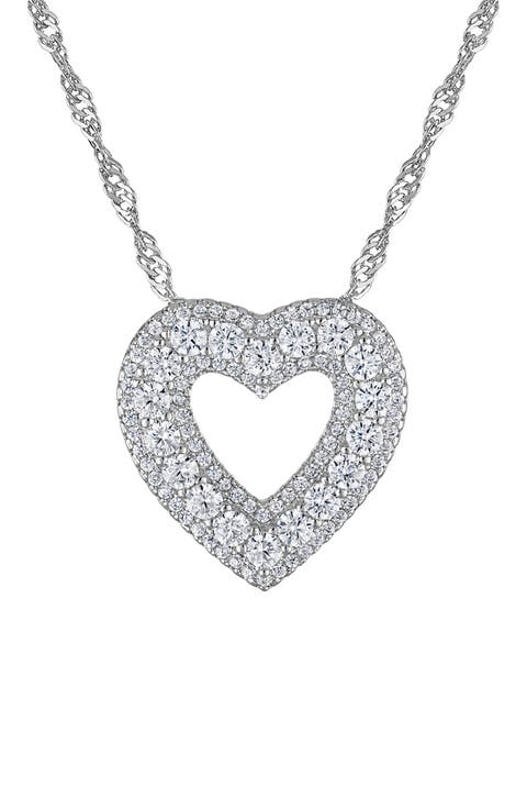 Pavé Cubic Zirconia Heart Pendant Necklace