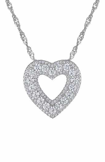 Pavé Cubic Zirconia Heart Pendant Necklace