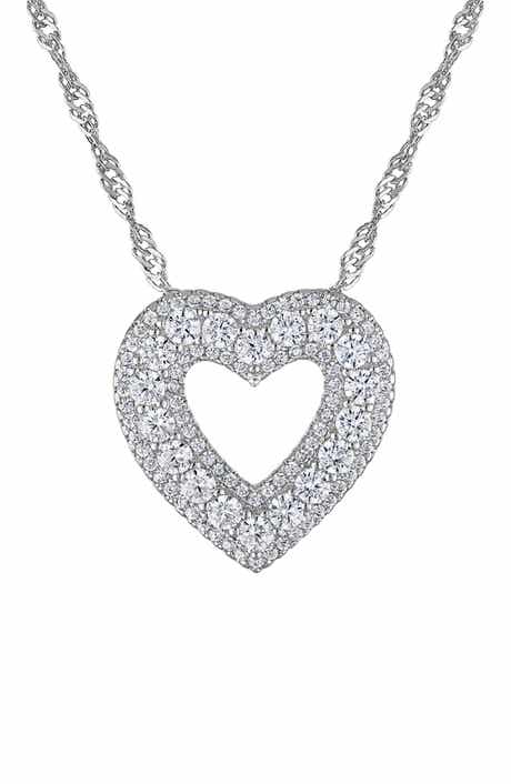 FZN Pavé Cubic Zirconia Heart Pendant Necklace