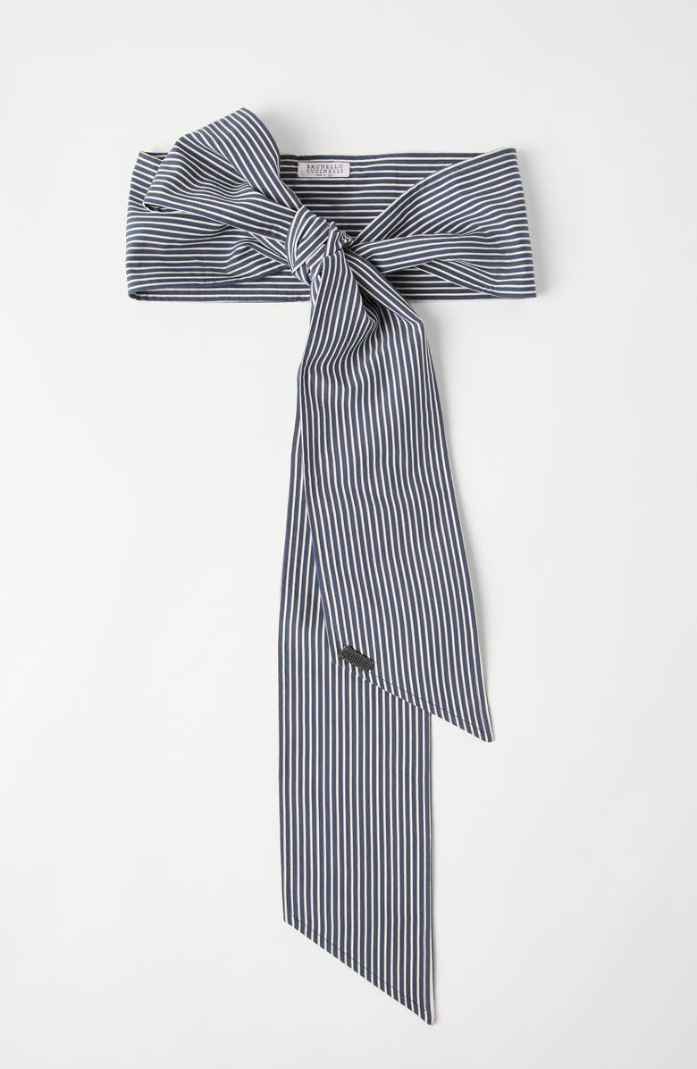 Brunello Cucinelli Poplin foulard with monili, Alternate, color, Blue