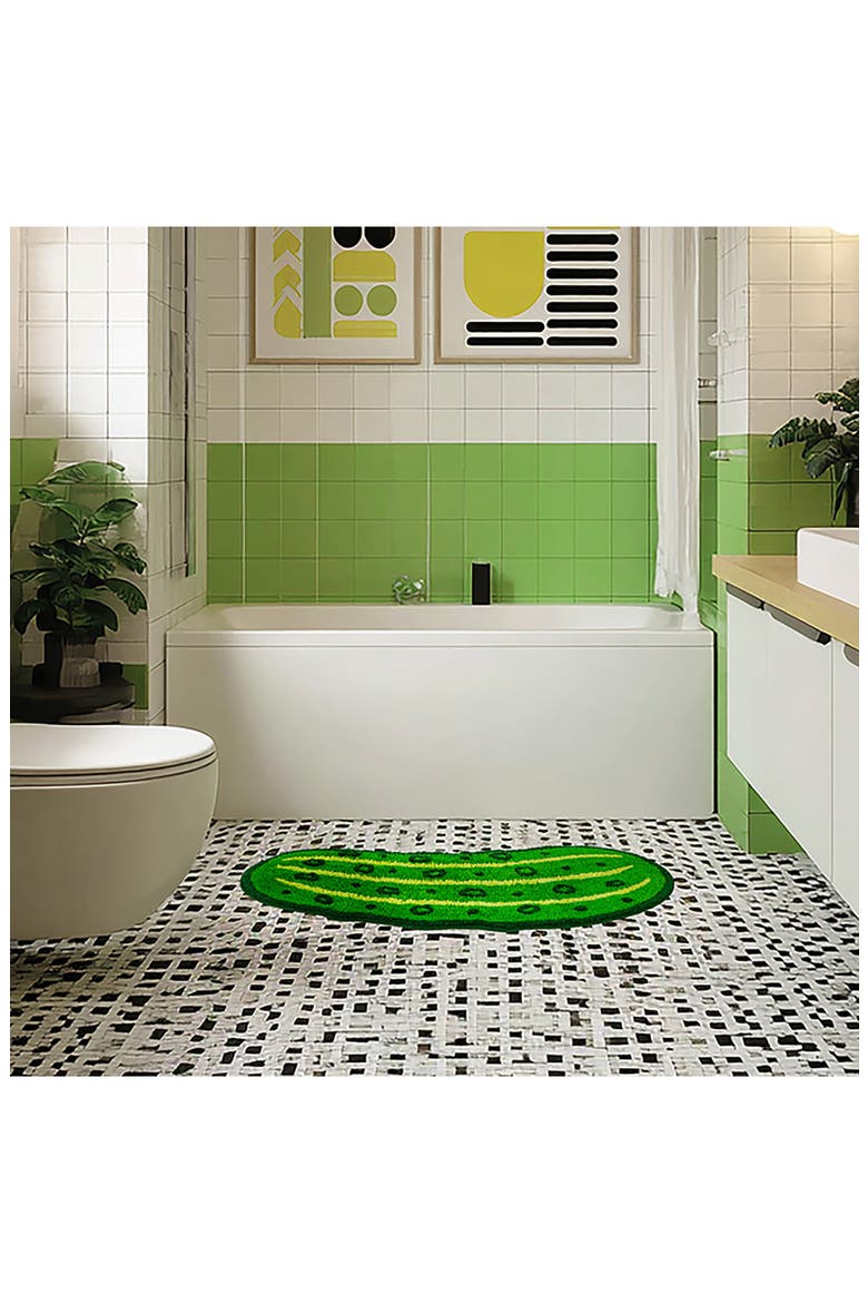 Pickle Bath Rug, Alternate, color, GREEN